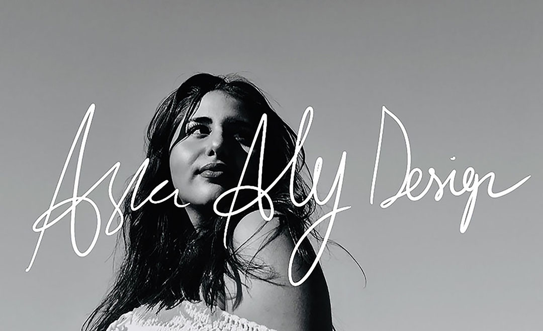 black and white banner of Aska with white script reading Aska Aly Design